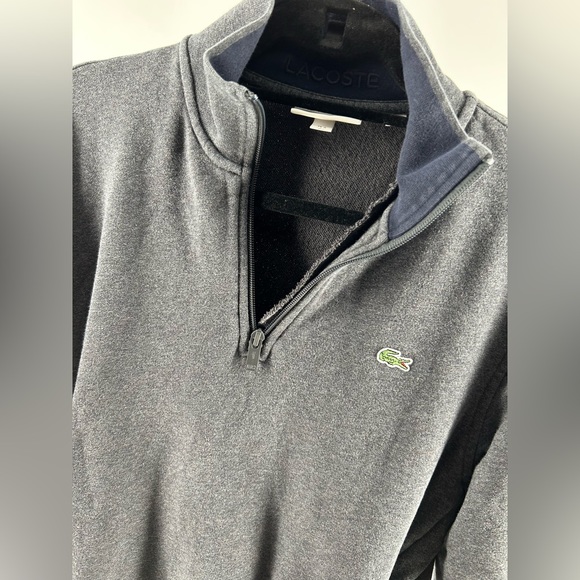 Lacoste Half Zip Lightweight Interlock Sweatshirt Dark Gray Cotton Mens M 4 - Picture 2 of 15